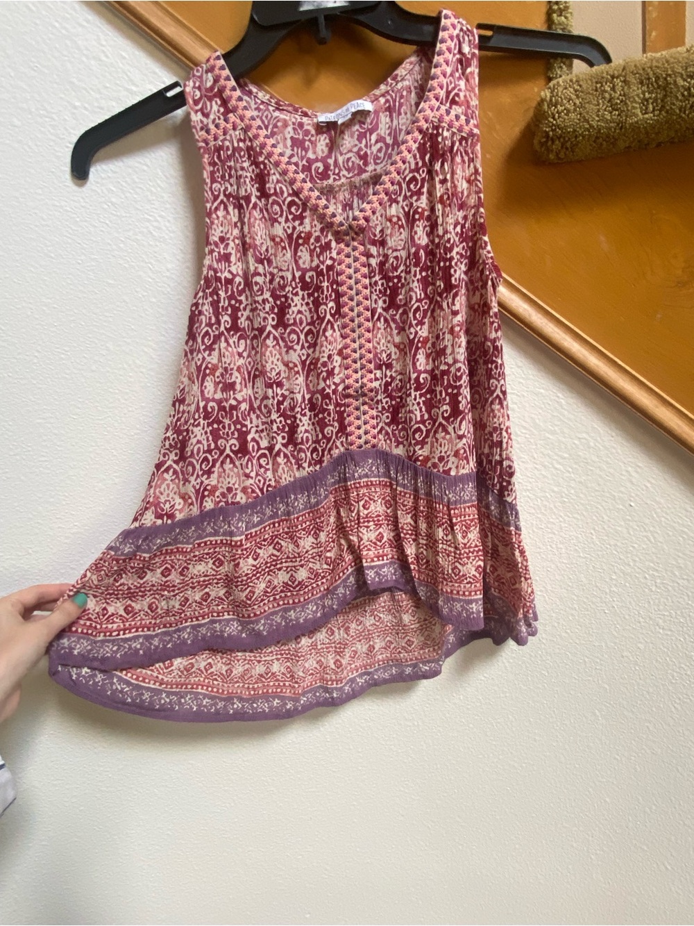 Patrons of Peace Boho Pink Peplum Tank Embroidery good condition women's size XS